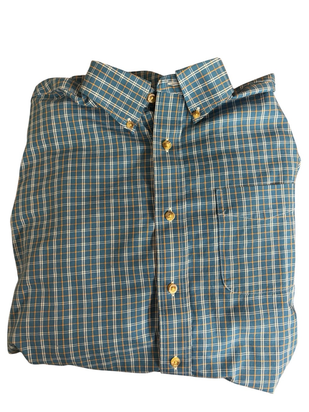 Vintage LL Bean Shirt Mens Large Blue Plaid Twill Button Up Slightly Fitted